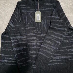 All Saints Black and Gray Striped Sweater